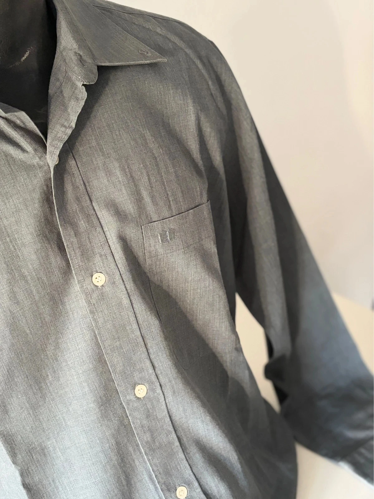 Men's Brice button down collar light blue heather long sleeve shirt size L – photo 3